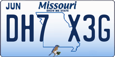MO license plate DH7X3G