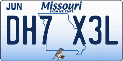 MO license plate DH7X3L