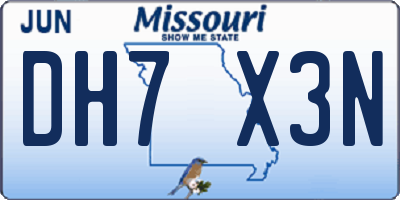 MO license plate DH7X3N