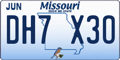 MO license plate DH7X3O