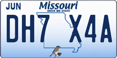 MO license plate DH7X4A