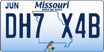 MO license plate DH7X4B