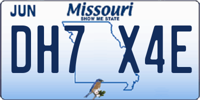 MO license plate DH7X4E