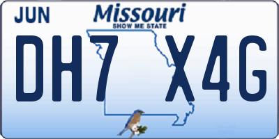 MO license plate DH7X4G