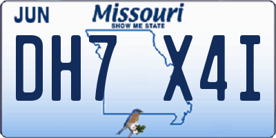 MO license plate DH7X4I
