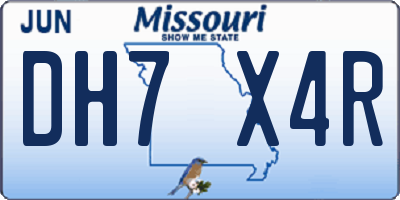 MO license plate DH7X4R