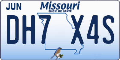 MO license plate DH7X4S