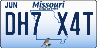 MO license plate DH7X4T