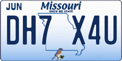 MO license plate DH7X4U