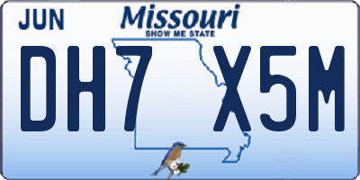 MO license plate DH7X5M