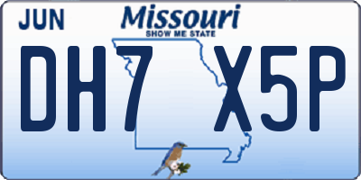 MO license plate DH7X5P