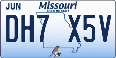 MO license plate DH7X5V