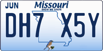 MO license plate DH7X5Y