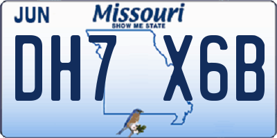 MO license plate DH7X6B