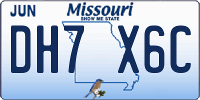 MO license plate DH7X6C