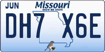 MO license plate DH7X6E