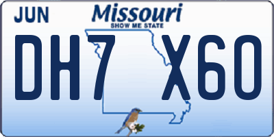 MO license plate DH7X6O