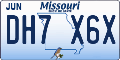MO license plate DH7X6X