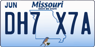 MO license plate DH7X7A