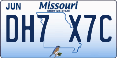 MO license plate DH7X7C