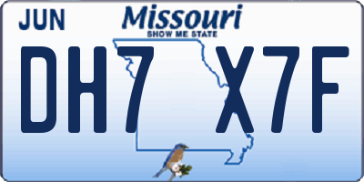 MO license plate DH7X7F