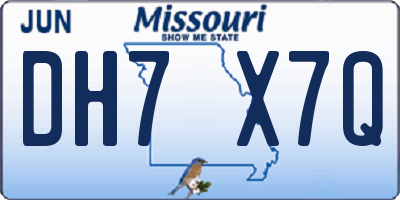 MO license plate DH7X7Q