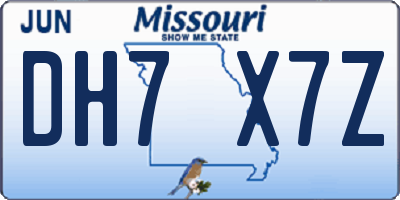 MO license plate DH7X7Z