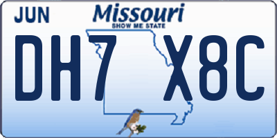 MO license plate DH7X8C