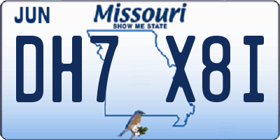 MO license plate DH7X8I