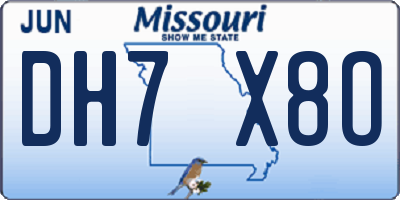 MO license plate DH7X8O