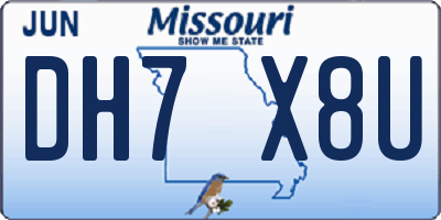 MO license plate DH7X8U
