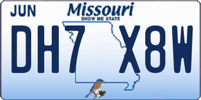 MO license plate DH7X8W