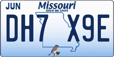MO license plate DH7X9E