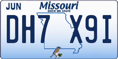 MO license plate DH7X9I