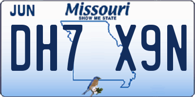 MO license plate DH7X9N