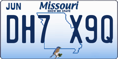 MO license plate DH7X9Q