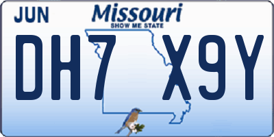 MO license plate DH7X9Y