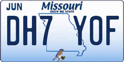 MO license plate DH7Y0F