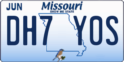 MO license plate DH7Y0S
