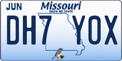 MO license plate DH7Y0X