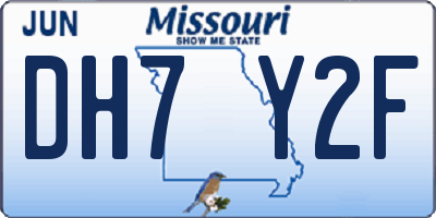 MO license plate DH7Y2F