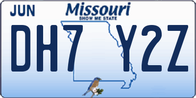 MO license plate DH7Y2Z