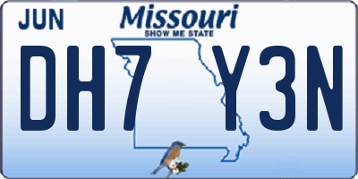MO license plate DH7Y3N