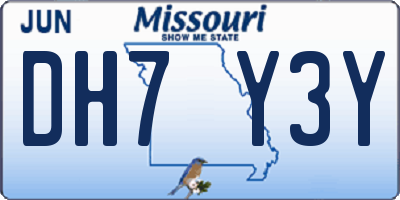 MO license plate DH7Y3Y