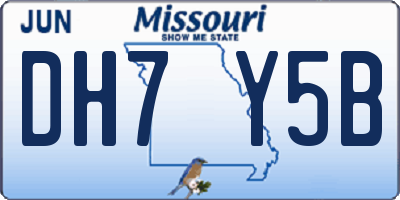 MO license plate DH7Y5B