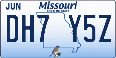 MO license plate DH7Y5Z