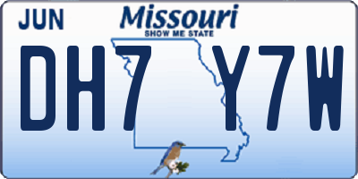MO license plate DH7Y7W