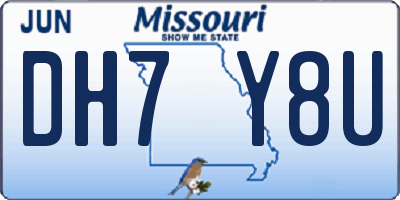 MO license plate DH7Y8U