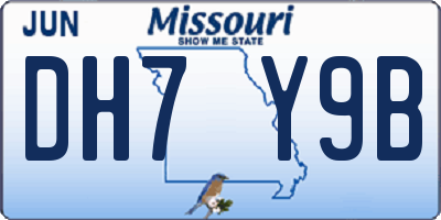 MO license plate DH7Y9B