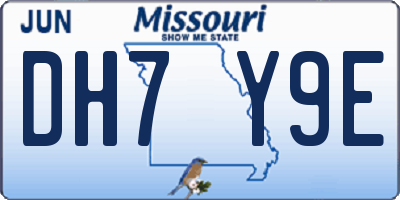 MO license plate DH7Y9E